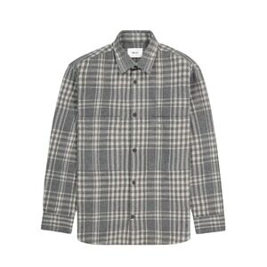 NN07 Freddy 5292 Flannel Overshirt Mens Grey Plaid Cotton Shacket
